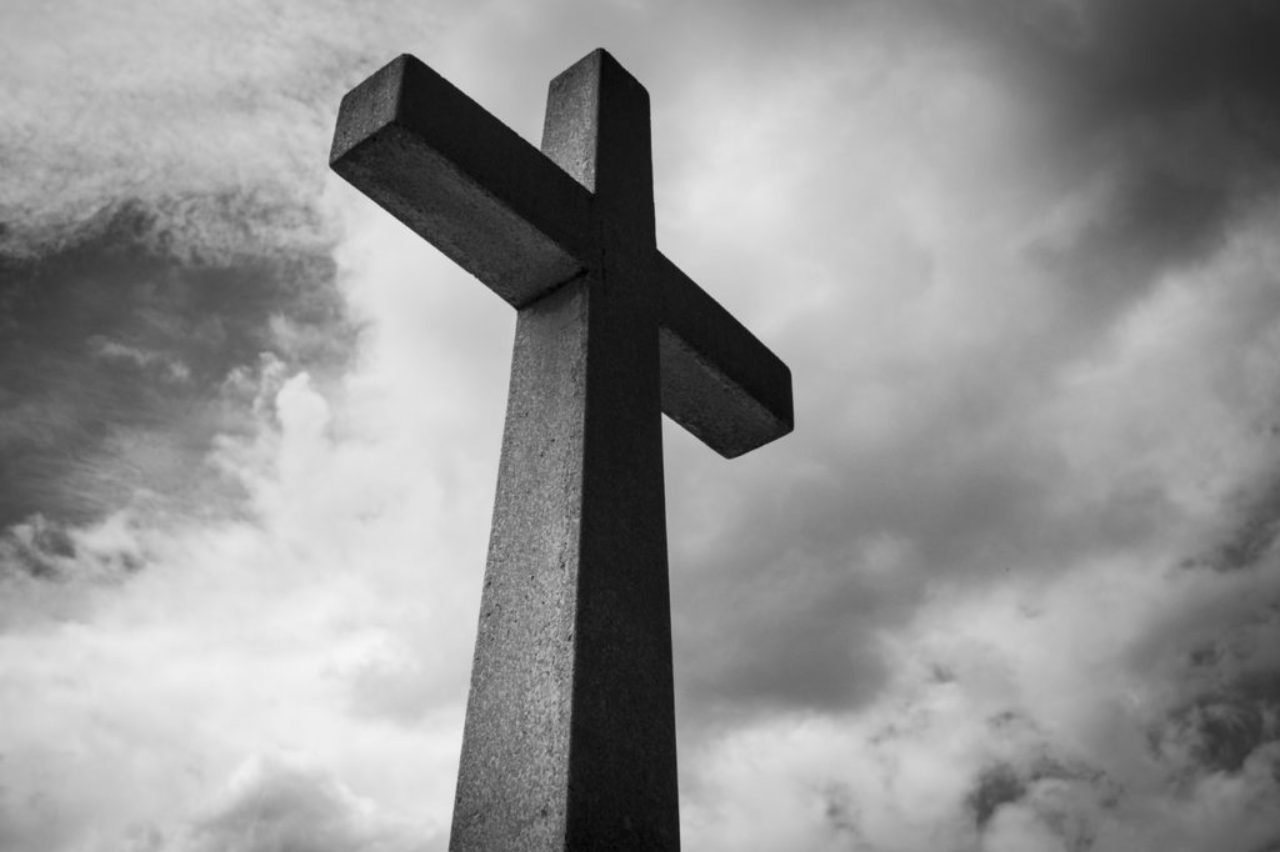 black-and-white-stone-cross