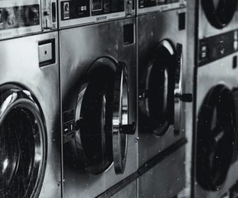 grayscale-photo-of-washing-machine